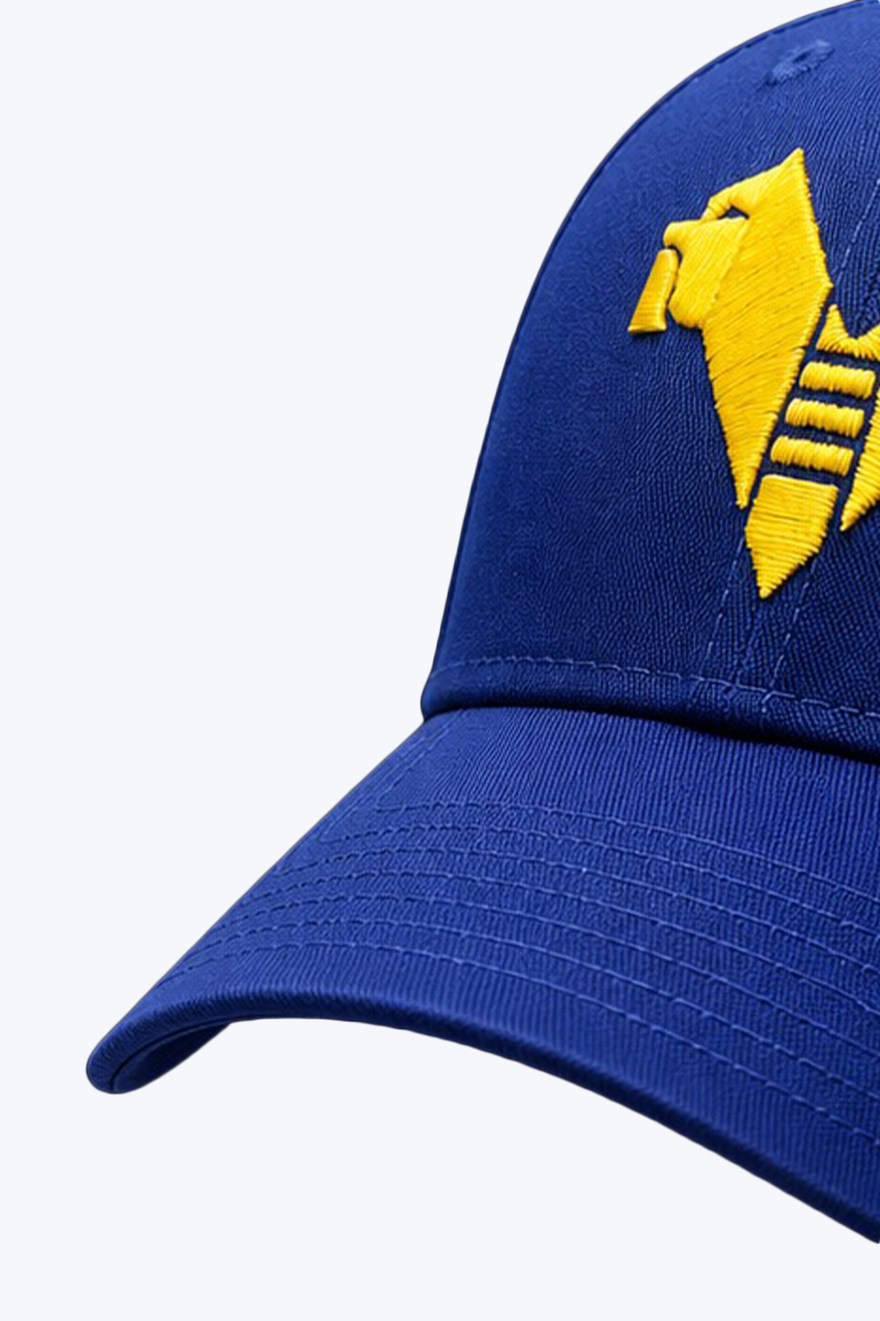 New Era cap royal con logo giallo