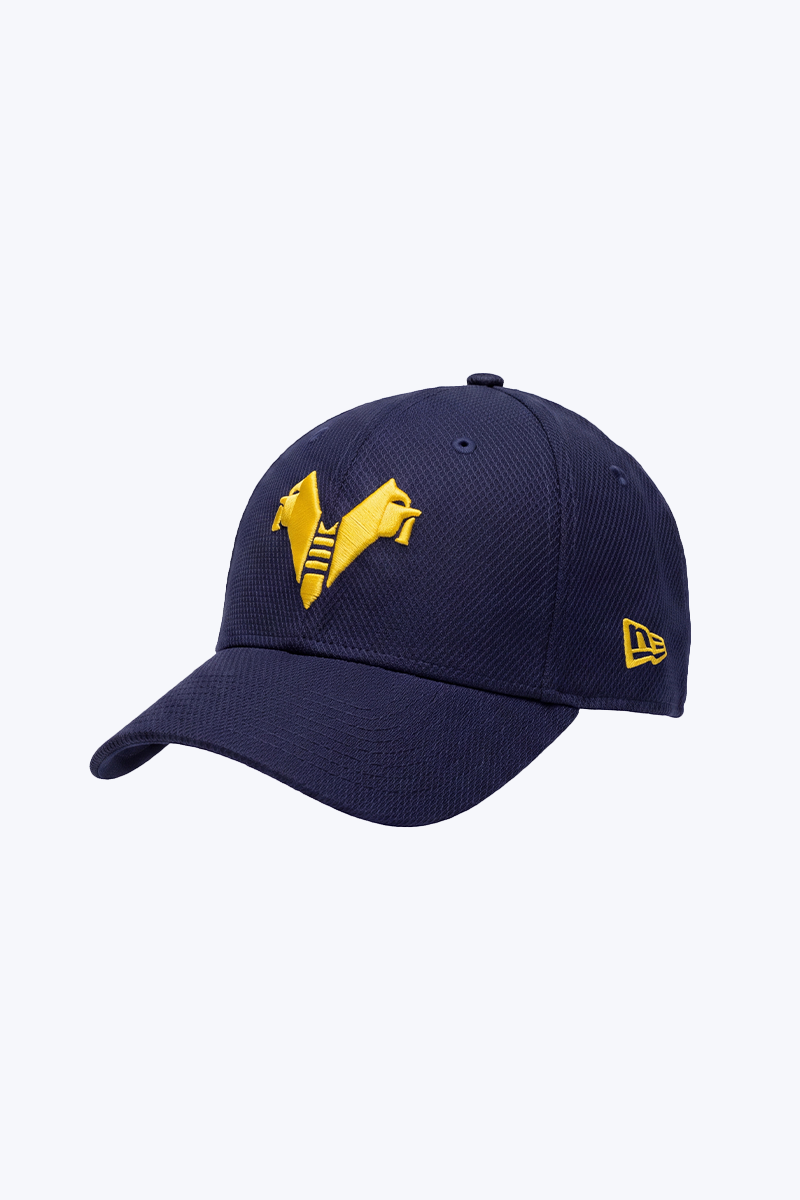 New Era cap blu con logo giallo